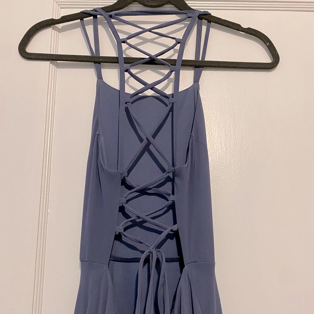 Lulu’s Blue Lace up Back Maxi Dress - S